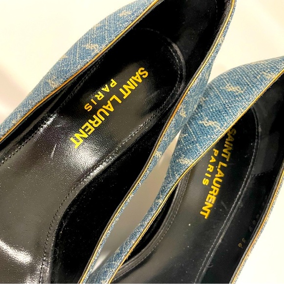 Saint Laurent Lola Monogram Denim Pumps - Picture 6 of 11